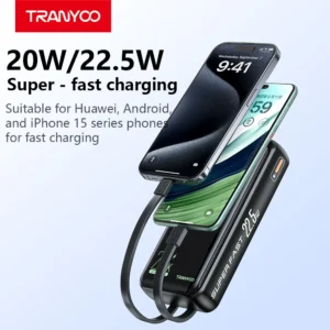 شارژ سریع با توان 22.5 وات پاوربانک 20000 میلی آمپر ترانیو T-K17