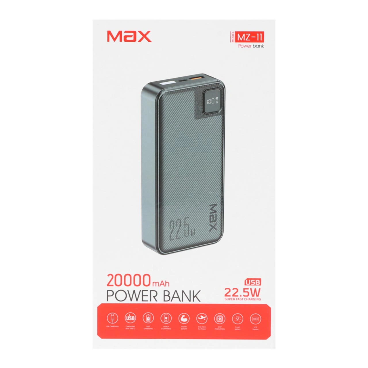 جعبه پاوربانک 20000 میلی آمپر MAX مدل MZ-11