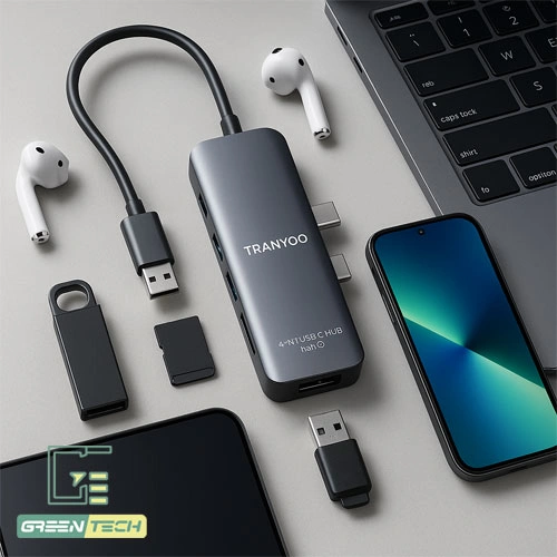 Alternative view of هاب 4 پورت تایپ سی ترانیو مدل HB1-C