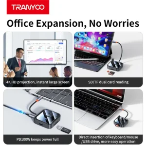 هاب 7 پورت تایپ سی ترانیو مدل HB7-C، هاب تایپ سی، هاب یو اس بی 3، هاب چند پورت