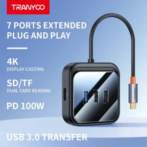 هاب 7 پورت تایپ سی ترانیو مدل HB7-C، هاب تایپ سی، هاب یو اس بی 3، هاب چند پورت