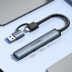 هاب HB11-AC با چهار پورت خروجی (یک پورت USB 3.0، دو پورت USB 2.0، یک پورت Type-C)