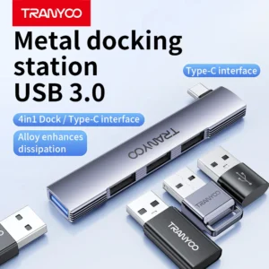 هاب HB8-C fh پورت ورودی تایپ سی و چهار پورت خروجی