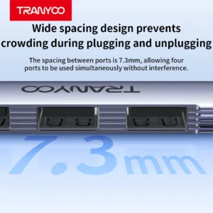 فاصله 7.3 میلی متری بین هر پورت در هاب ترانیو HB9-A برای استفاده راحت تر
