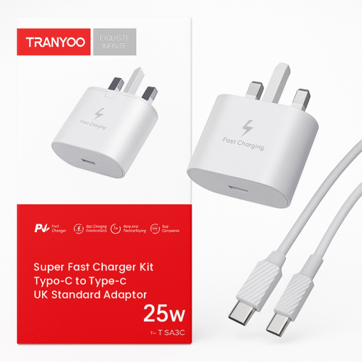شارژر 25 وات ترانیو مدل T-SA3C با کابل Type-C | سفید