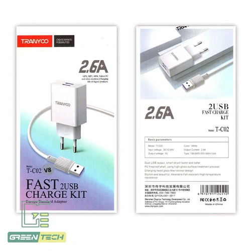 شارژر 14 وات دو پورت ترانیو مدل T-C02 با کابل میکرو - Image 3