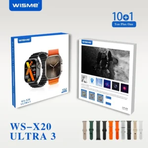 ساعت هوشمند WISME مدل WS-X20 Ultra3 با 10 بند متنوع و یک شارژر بی سیم
